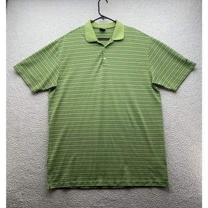 Nike‎ Golf Polo Shirt Mens 2XL XXL Dri Fit UV Performance Green Striped Mesh Dad